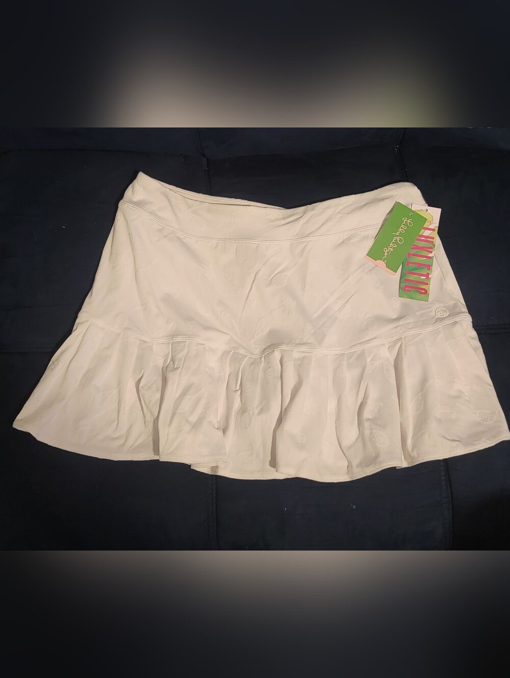 NWT Lilly Pulitzer UPF50 Meryl Nylon Taye White Jacquard Tennis Skort Size Large